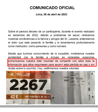 Comunicado oficial Perú Runners 3