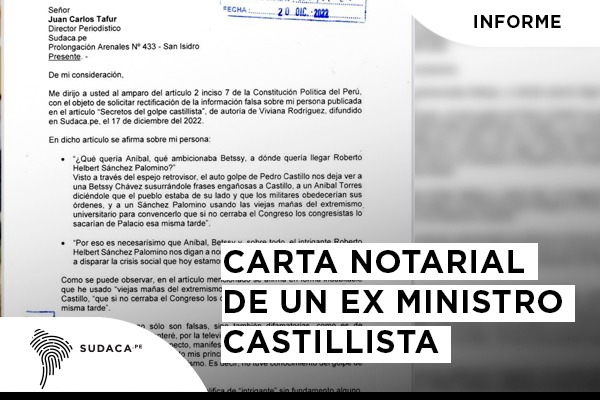 Carta notarial de un ex ministro Castillista