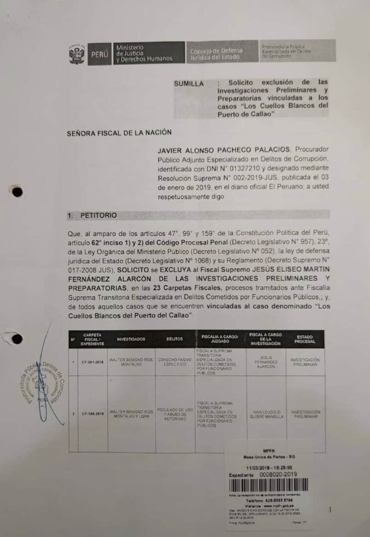 Documento exclusión - Los Cuellos Blancos del Puerto del Callao