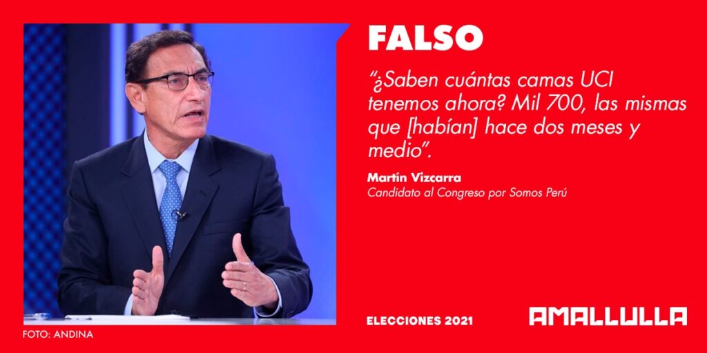 FALSO: Dato del expresidente Martín Vizcarra sobre el número actual de camas UCI